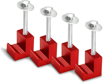 4PCS Truck Tool Box Mounting Kit, Truck Box Hooks, J Hook Truck Crossover Tool Boxes for Bed of Truck Aluminum Pickup Toolbox Rail Mounting Kit for Fix Tool Boxes Tie Downs Comes With Fastening Nuts