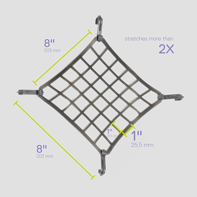 Small Cargo Net (2-Pack) by Delta Cycle - Expandable Bungee Net with Hooks Stretches 2X in Size - Bike Cargo Net Keeps Your Gear Tightly in Place for Bikes & Kayaks