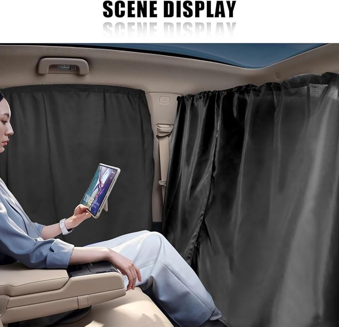 Car Window Shades, UV Protection Privacy Sunshade Covers, Removable Divider Curtains & Side Window Shades, Universal Car Interior Accessories for Sleeping Traveling Camping (3PCS)