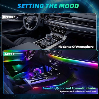 KENANEK Ambient Lighting Car Interior LED Strip Lights 18-in-1, 43.31inch Acrylic Dreamcolor Car Ambient Lighting Kit with Music Sync, APP Control, Interior LED Lighting for Cars SUVs Trucks