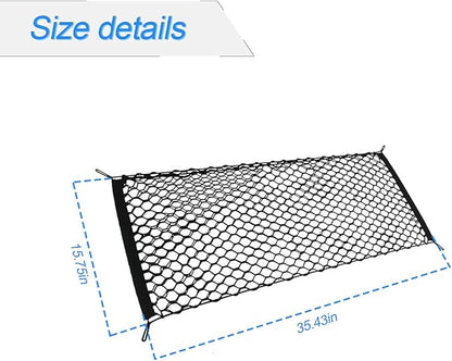 Car Rear Cargo Net, Adjustable Elastic Storage Organizer Net, Trunk Cargo Storage Net, Universal Fit for Car, Vehicle, SUV (35.4"x15.8")