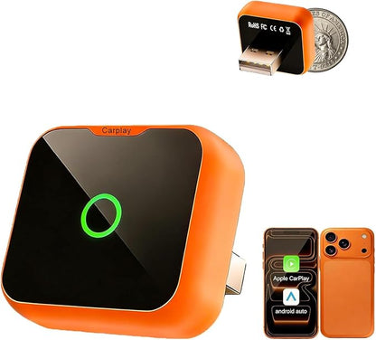2-in-1 Wireless CarPlay Adapter for iPhone & Android Auto, Mini Wired to Wireless Dongle, Plug & Play, Stable Connection, iOS 10+/Android 11+, Lifetime OTA Updates (Not for BMW/Tesla)