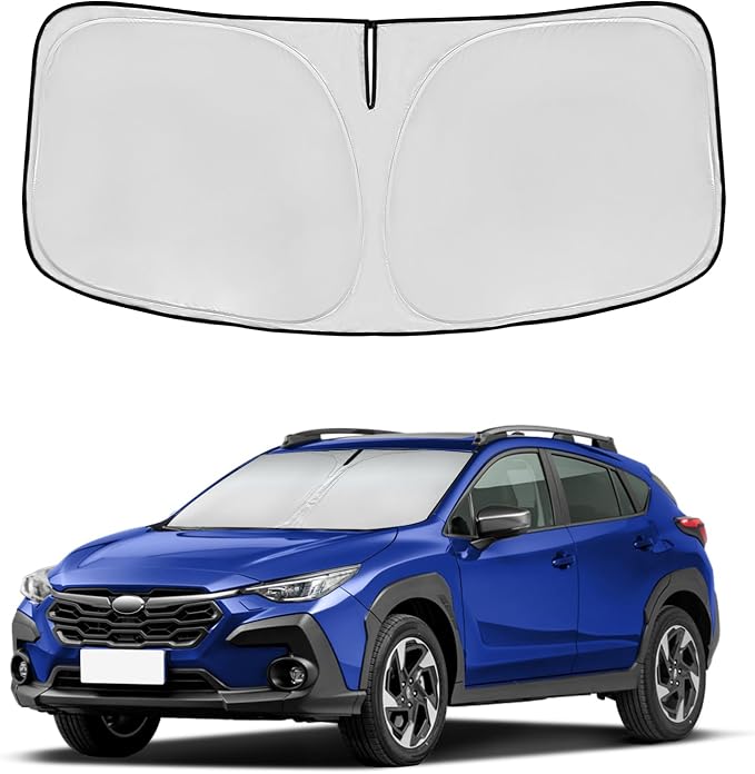 Windshield Sun Shade for Subaru Crosstrek 2018-2024 2025 2026 Front Window Shade Custom Fit Crosstrek Accessories Sun Visor Foldable Shade Blocks UV Rays Summer Must Have Car Accessories