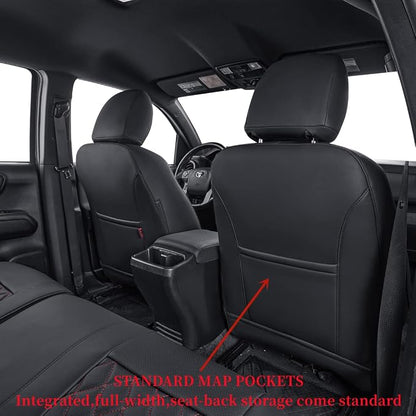 coverdream Tacoma Leather Seat Covers for 2016-2023 Toyota Tacoma Double Cab/Crew Cab SR,SR5,TRD Off Road,TRD Pro,TRD Sport Pickup,Fully Covered Waterproof Car Seat Protector (Full Set,Red/Black)