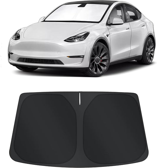 TINGLU Sun Shade for Tesla Model Y Model 3 2017-2025 2026(Fit 2025 2026 Model Y Juniper/2024 Model 3 Highland) Accessories Windshield Sun Shade Window Shade UV Rays Protection Sun Visor Cover