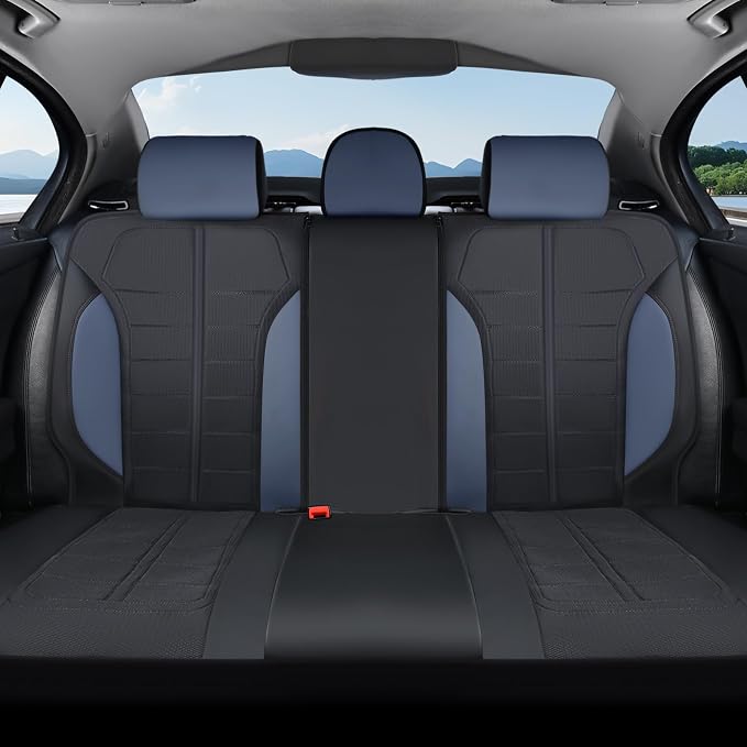 Coverado Seat Cover, Car Seat Cover Rear Seats, 3D Air Mesh Breathable Seat Protectors Sports Carbon Fiber Design Airbag Compatible Comfort Universal for Most Cars, Van,Trucks, SUV, Black&Blue