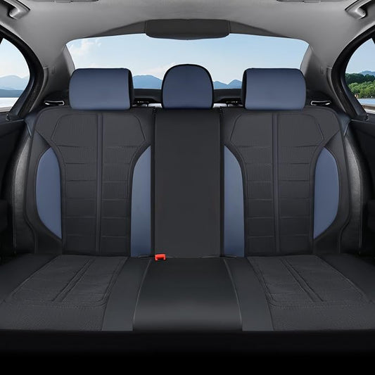 Coverado Seat Cover, Car Seat Cover Rear Seats, 3D Air Mesh Breathable Seat Protectors Sports Carbon Fiber Design Airbag Compatible Comfort Universal for Most Cars, Van,Trucks, SUV, Black&Blue