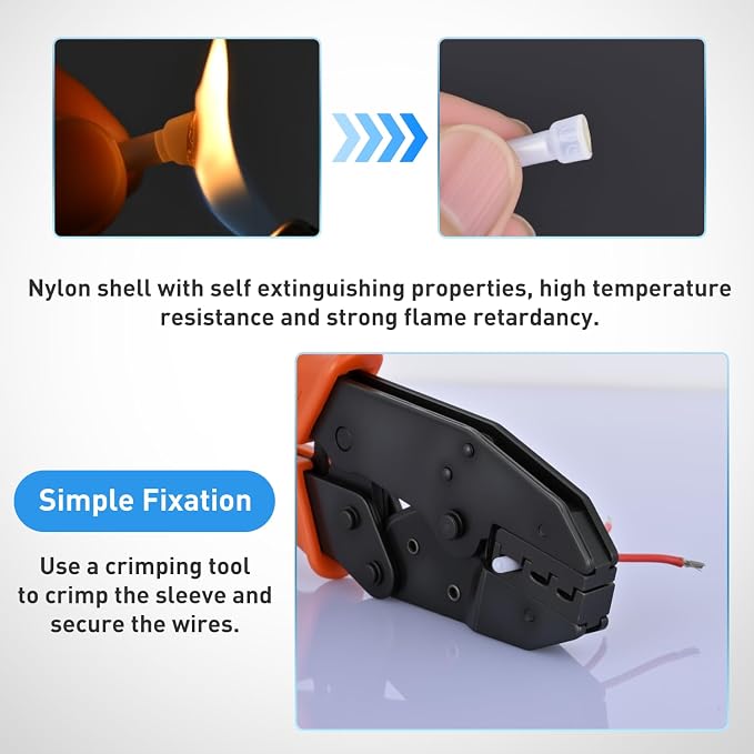 Nilight 300PCS CE1 Closed End Crimp Terminal 22-16 Gauge Nylon Insulated Closed End Wire Cap Wire Connectors Crimp Cap Terminals Connectors for Automotive Car Truck Boats Marine Electrical Wiring