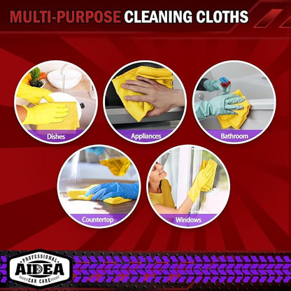 AIDEA Microfiber Cleaning Cloth, 20PK, Microfiber Towels for Cars, Premium All Purpose Car Cloths, Dusting Cloth Cleaning Rags, Absorbent Towels for SUVs, House, Kitchen, Window, 12"×12", Yellow