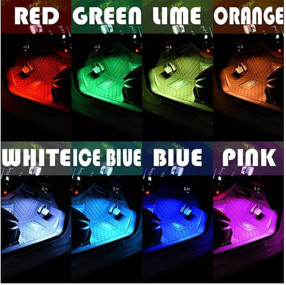 Car LED Strip Lights, 4Pcs App Control Interior Lights, Multicolor Music Car Strip Light Under Dash Lighting Kit with Sound Active Function and Remote Controller, DC 12V