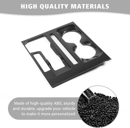 Jimen Compatible with Ford F150 2021-2025, Center Console Gear Shift Panel Trim Cover (Carbon Fiber Grain)