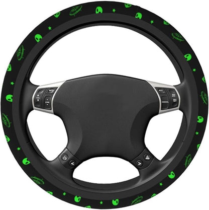 Galaxy Alien Spaceship Steering Wheel Covers Non Slip Neoprene Universal 15 Inch Steering Wheel Protector Car Cover for Men Women