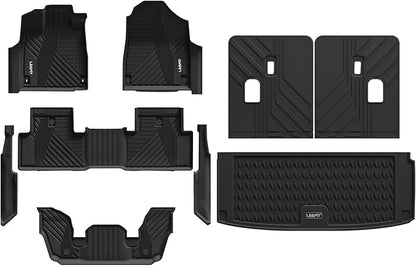 LASFIT Floor Mats & Trunk Mat & Backrest Mats for Acura Mdx 2022-2026 Cargo Mat All Weather TPE Mats Custom Fit Floor Liner for Mdx 1st & 2nd & 3rd Row Car Mats & Cargo Liner, Black, Easy to Clean