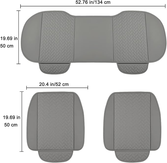 West Llama Full Set Car Seat Covers for Front and Rear Bottom Seats Only, Luxury PU Leather Car Seat Pads Protectors Waterproof and Wear-Resistant,Gray