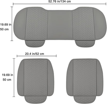 West Llama Full Set Car Seat Covers for Front and Rear Bottom Seats Only, Luxury PU Leather Car Seat Pads Protectors Waterproof and Wear-Resistant,Gray
