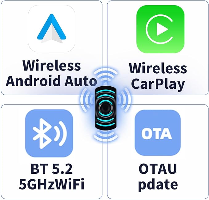 Wireless CarPlay Adapter for iPhone, Convert Wired to Wireless Apple CarPlay, Plug & Play, No Delay, Mini Size, Black, USB & USB-C Compatible, for Cars 2016,Compatible with iOS & Android