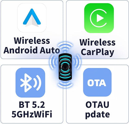 Wireless CarPlay Adapter for iPhone, Convert Wired to Wireless Apple CarPlay, Plug & Play, No Delay, Mini Size, Black, USB & USB-C Compatible, for Cars 2016,Compatible with iOS & Android