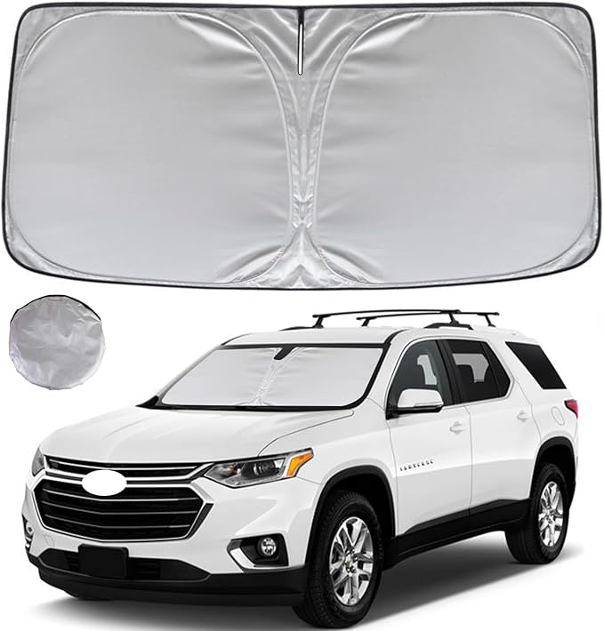 KAYZT Windshield Sun Shade for 2018-2025 2026 Che-vrolet/Chevy Traverse LS, LT, RS, Redline, Premier, High Country SUV Foldable Sunshade Front Window Custom Fit Car Accessories