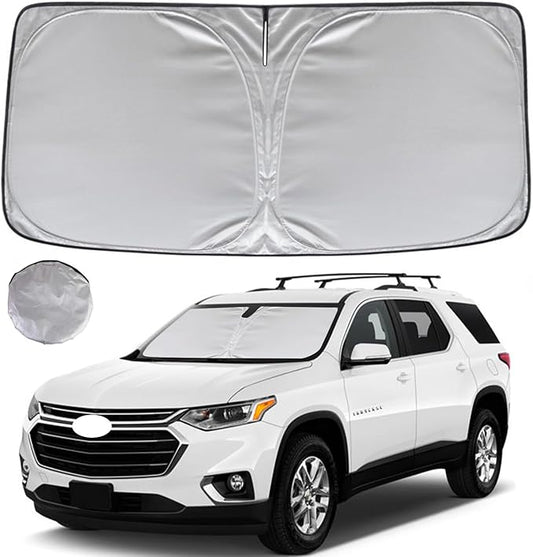 KAYZT Windshield Sun Shade for 2018-2025 2026 Che-vrolet/Chevy Traverse LS, LT, RS, Redline, Premier, High Country SUV Foldable Sunshade Front Window Custom Fit Car Accessories