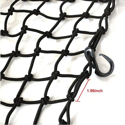 KOFULL 20" x 20" Cargo Net, Bungee net with 8 Hooks, Small Cargo net Stretches to 42" x 42", Cargo Netting with 2" x 2" Mesh for Motorcycle, Bike, ATV - Free 1 PC Luggage Fixed Strap Rope
