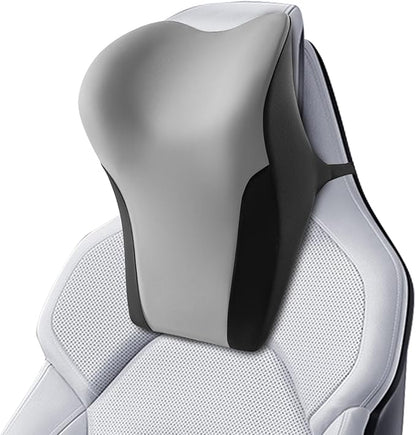 BABUR Car Neck Pillow for Driving Seat, Memory Foam Car Headrest Pillow, Ergonomic Neck Support, Breathable Removable Cover, Adjustable Strap, Pain Relief for Long Drives, Universal Fit | Gray