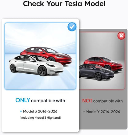 Wigoo 2026 Upgraded Accessories Tesla Model 3 Windshield Sunshade [OEM Design, 100% Sun Blockage] Foldable Heat Insulation Sun Shade with Storage Bag, for Tesla Model 3 2016~2026, Silver Coating