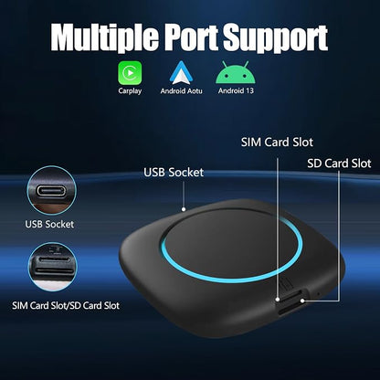 Wireless Carplay Adapter, Android Auto Adapter Plug and Play 2025 AI Box Carplay Support TF Card and SIM, Mini Car Play Video Box for Car Wired to Wireless Support Original Control
