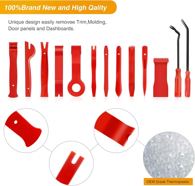 GOOACC Nylon Bumper Fastener Rivet Clips Car Clip Panel Audio Video Dashboard Dismantle Kits Installer Removal Tool (13PCS Trim Removal Tool Set)