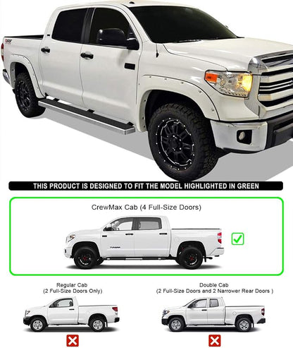 APS Running Boards 5 inches Compatible with Toyota Tundra 2007-2021 CrewMax 304 Stainless Steel (Nerf Bars Side Steps Side Bars)