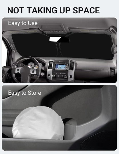 Proadsy 2026 Upgrade Front Windshield Sun Shade Foldable Sunshade Protector Custom Fit 2005-2021 Nissan Frontier, 2Dr 4Dr KingCab CrewCab Pickup Accessories