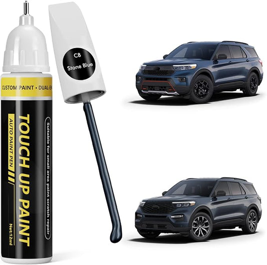 (Stone Blue (C8) Car Touch Up Paint for ford, Car Paint Scratch Repair Kit, 2 in 1 Premium Scratch Remover Pen with Exact Color-Matched