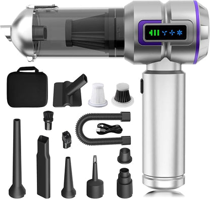Car Vacuum Cleaner Cordless, 22000PA High Power Portable Handheld Vacuum & Compressed Air Duster, Mini Vacuum with LED Display, 3 Modes Brushless Motor for Car, Home, Office, Camping