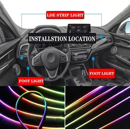 LED Interior Car Strip Light, Multicolor RGB 6 in 1 Optic Ambient Lighting Kits，Dual Control with Switch and A P P, Neon Lights On Car Dashboard with Music Sync Mode (6 in 1)