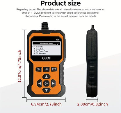 OBD2 Scanner V410 Car Diagnostic Tool – Auto Code Reader for All Vehicles, Engine Fault Code Reader Scan Tool with Live Data/Freeze Frame & Fix Suggestions Orange and Black