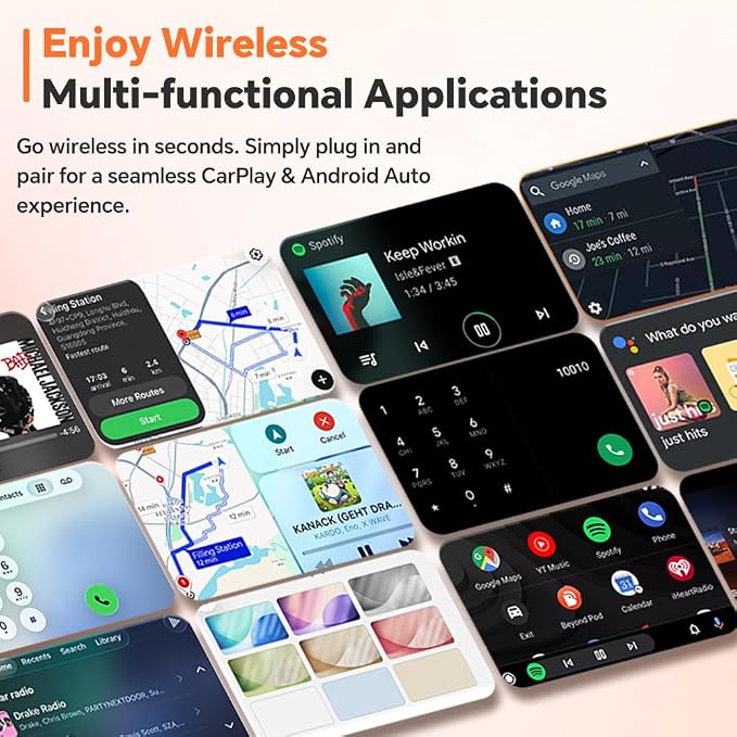 CarlinKit MINI Ultra 2026 Orange - Wireless CarPlay Adapter | Wired to Wireless | Plug & Play | for with iPhone (iOS 10+) & Androi.d (Andro.id 11+) | for Cars OEM CarPlay & Android Auto (2016+)