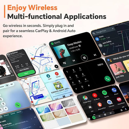 CarlinKit MINI Ultra 2026 Orange - Wireless CarPlay Adapter | Wired to Wireless | Plug & Play | for with iPhone (iOS 10+) & Androi.d (Andro.id 11+) | for Cars OEM CarPlay & Android Auto (2016+)