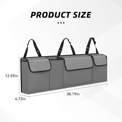 Car Trunk Organizer, Backseat Hanging Large Storage with Adjustable Straps,Waterproof PVC Collapsible Cargo Bag, Car Interior Accessories for Auto SUV MPV (Gray)