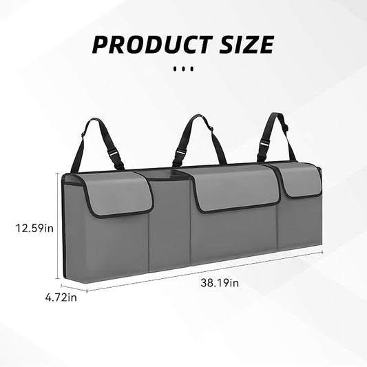 Car Trunk Organizer, Backseat Hanging Large Storage with Adjustable Straps,Waterproof PVC Collapsible Cargo Bag, Car Interior Accessories for Auto SUV MPV (Gray)