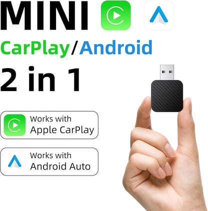 LEXXSON Mini Wireless CarPlay Adapter for iPhone, 2 in 1 CarPlay and Android Auto Wireless Adapter for Cars, Wired to Wireless, Plug & Play, Stable Fast Connection for Android 11+ and CarPlay iOS 10+