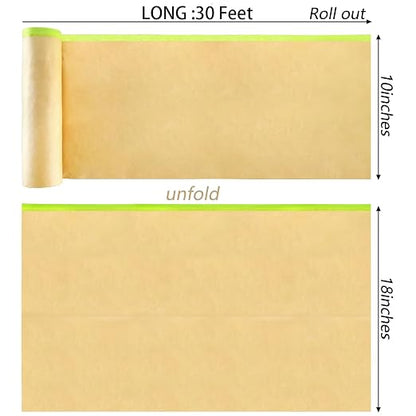 Jucoan 6 Rolls Pre-Taped Masking Paper for Painting, 18 Inch x 30 Ft Tape and Drape Painter Paper for Painting Auto Cars, Wall Frame Covering, Floor Protection