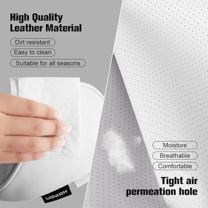 HOPON 2025 Upgrade Headrest Pillow for Tesla Model 3 Model Y with Adjustable Strap,Fits All Vehicles,Car Neck Pillow with Leather,for Head,Neck,Shoulders,Multipurpose,Car Accessories 1 Pack (White)