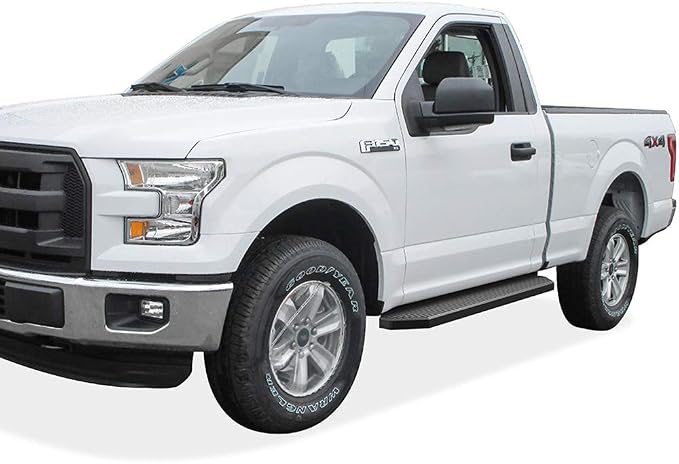 APS 6-inch (Black Stainless Steel Flat Style) Running Boards Nerf Bars Side Steps Compatible with Ford F150 2015-2026 Regular Cab & F-250 F-350 Super Duty 2017-2026
