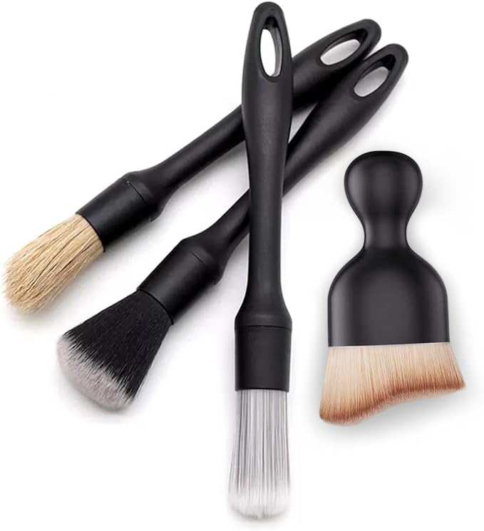 QioTceen Car Detailing Brush Set - 4-Piece Kit for Interior & Exterior Cleaning - Premium Car Wash Brush for Professional Results ﻿car Duster Interior
