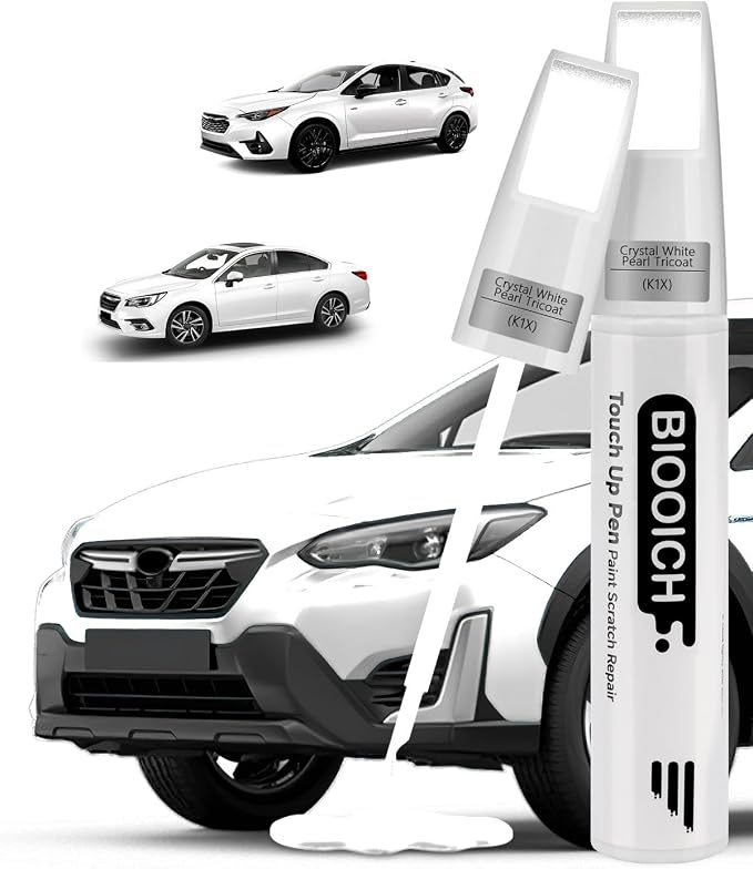 Touch Up Paint Pen Exact Color Match Car Chip and Scratch Repair (for Subaru, Crystal White Pearl Tricoat(K1X))