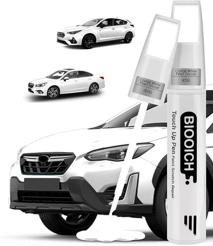 Touch Up Paint Pen Exact Color Match Car Chip and Scratch Repair (for Subaru, Crystal White Pearl Tricoat(K1X))