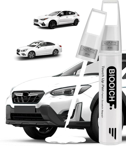 Touch Up Paint Pen Exact Color Match Car Chip and Scratch Repair (for Subaru, Crystal White Pearl Tricoat(K1X))