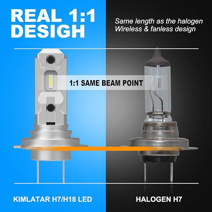 H7 LED Bulbs,Super Bright Upgraded 600% 40000LM Brightness 1:1 Halogen Mini Size H7/H18 Bulbs Fog Lights Easy Install,80000Hrs Long Lifespans Pack of 2