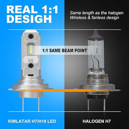 H7 LED Bulbs,Super Bright Upgraded 600% 40000LM Brightness 1:1 Halogen Mini Size H7/H18 Bulbs Fog Lights Easy Install,80000Hrs Long Lifespans Pack of 2