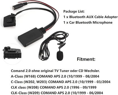 Yctze 18Pin Bluetooth AUX Cable Adapter Car Microphone Fit for Comand 2.0 W211 W208 W168 W203 Bluetooth AUX Cable Adapter