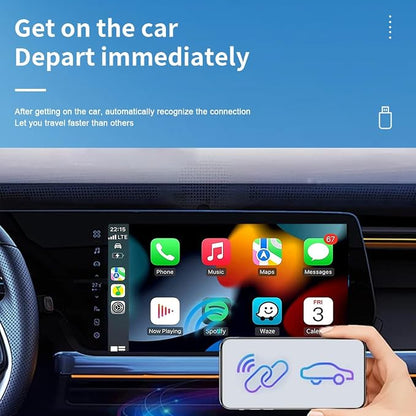 Wireless CarPlay & Android Auto Adapter, Plug & Play 2-in-1 Conversion for Wired Apple CarPlay Cars, USB/USB-C Compatible, Works with iPhone iOS 10+ & Android 11+ Smartphones